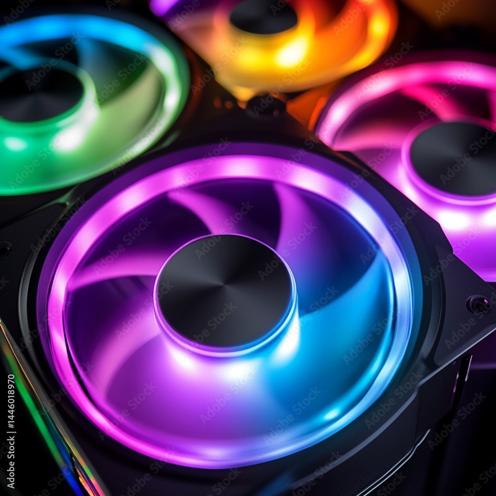 RGB Computer Cooling Fans Vibrant Purple Blue Neon Lights Technology pc dark heat style power speed RGB Computer Cooling Fans Vibrant Purple Blue Neon Lights Technology pc dark heat style power speed