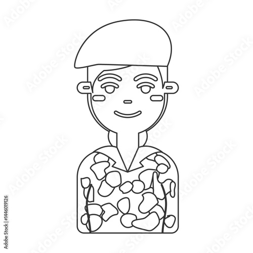 Cartoon female soldier. Vector