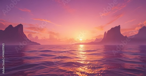 Swirling sunset, vibrant purple, pink, orange hues Dreamy, enchanting horizon , illustration, sky