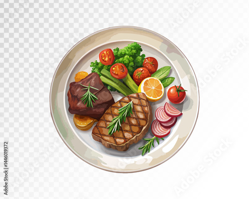 Beef Steak watercolor. Vector clipart illustration