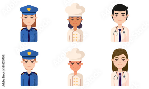 Cartoon professions set. Vector