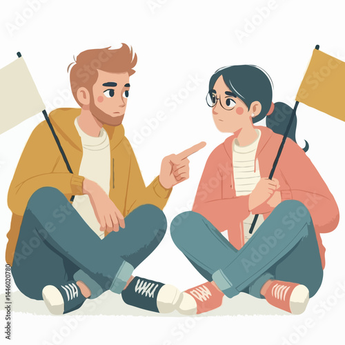 students discussing at protest