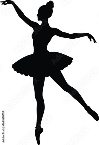 silhouette of a ballet dancer en pointe on white 