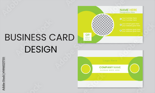 Double-sided Creative and Modern Business Card Design template. White Minimal Business Card Mockup. Clean Professional Business Card Template. Simple Business Card Layout Horizontal and Vertical. 
