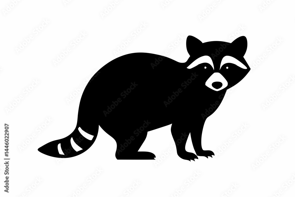 Obraz premium Silhouette of a crouching raccoon