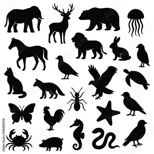 set of animals silhouettes