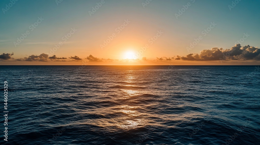 Obraz premium Tranquil Ocean Sunset Panorama