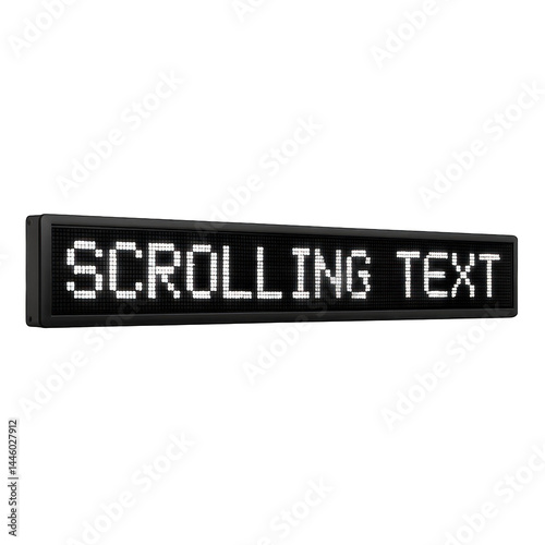 Detailed view of an illuminated digital message board showing scrolling text formed by glowing pixels.