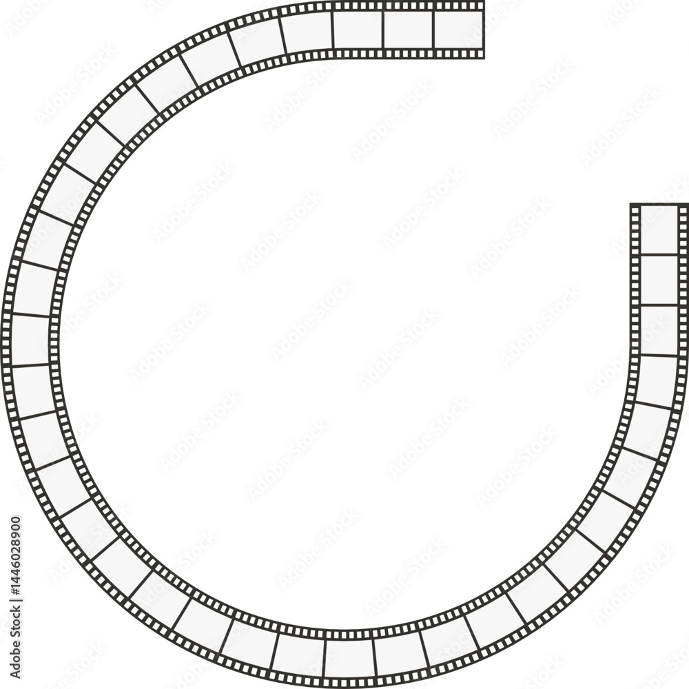 Fototapeta premium Circle path of movie film tape with an opening on its edge.