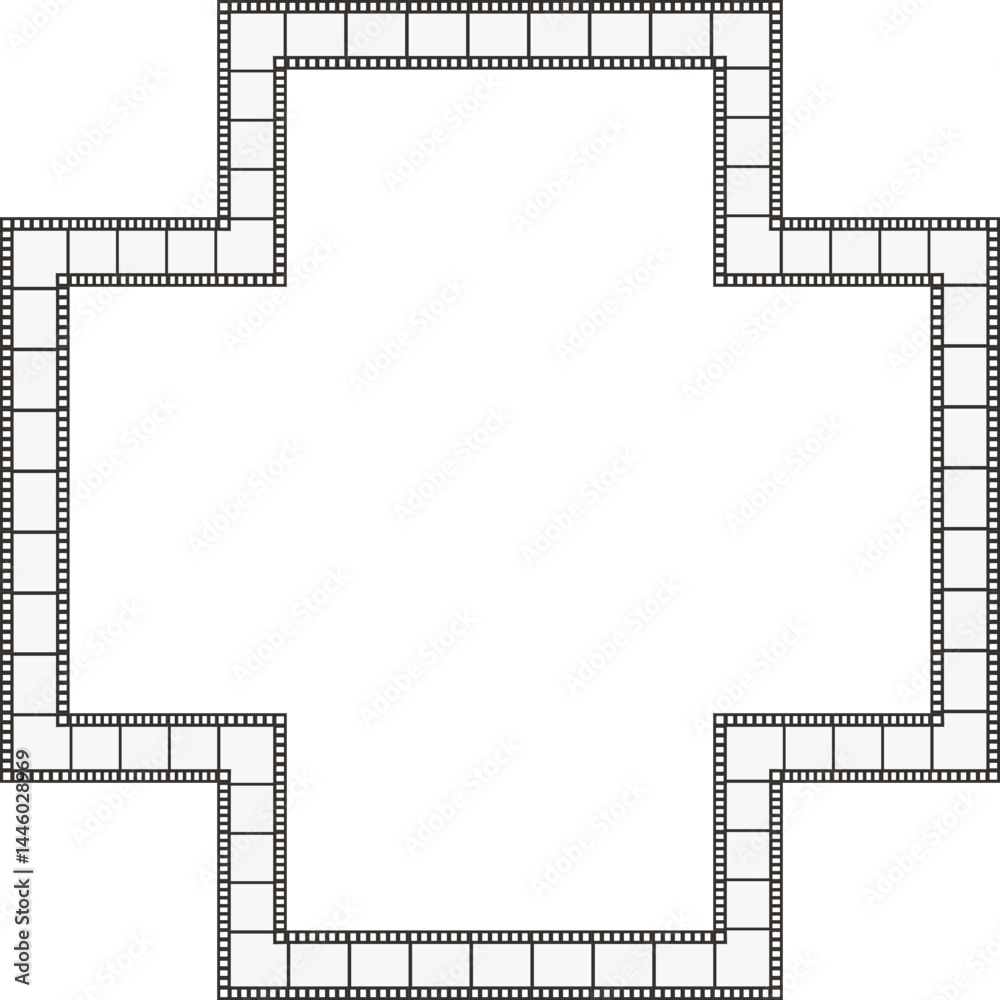 Fototapeta premium Square film strip with a cross-shaped opening in the center.