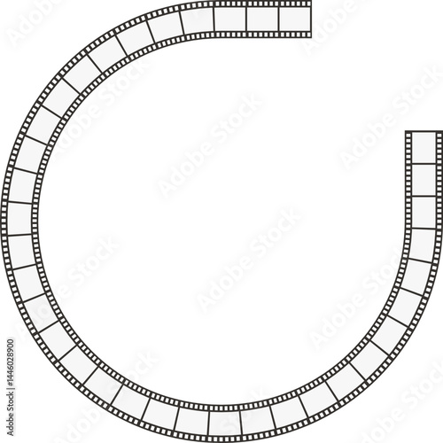 Circle path of movie film tape with an opening on its edge.
