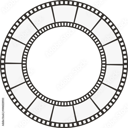 Circular frame made of movie film tape.