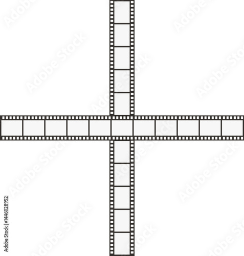 Crossing lines made of movie film tape.