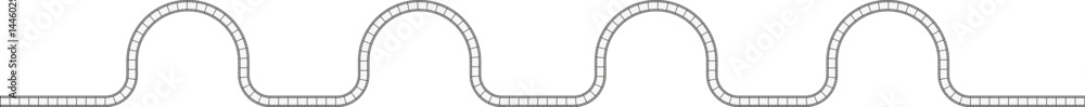 Fototapeta premium A path with four consecutive upward waves in a straight line, containing negative film squares, resembling a classic film strip.