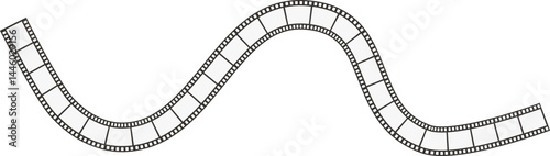 A curved line path resembling a classic film strip with negative film squares.