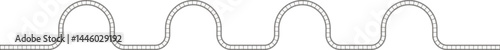 A path with four consecutive upward waves in a straight line, containing negative film squares, resembling a classic film strip.