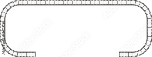 Rectangular film strip with rounded corners and one open side.
