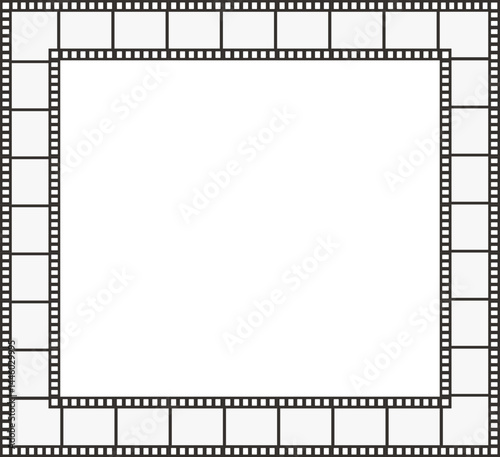 Classic square film strip frame with film perforations.