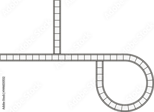 Film strip with a loop and a perpendicular line.