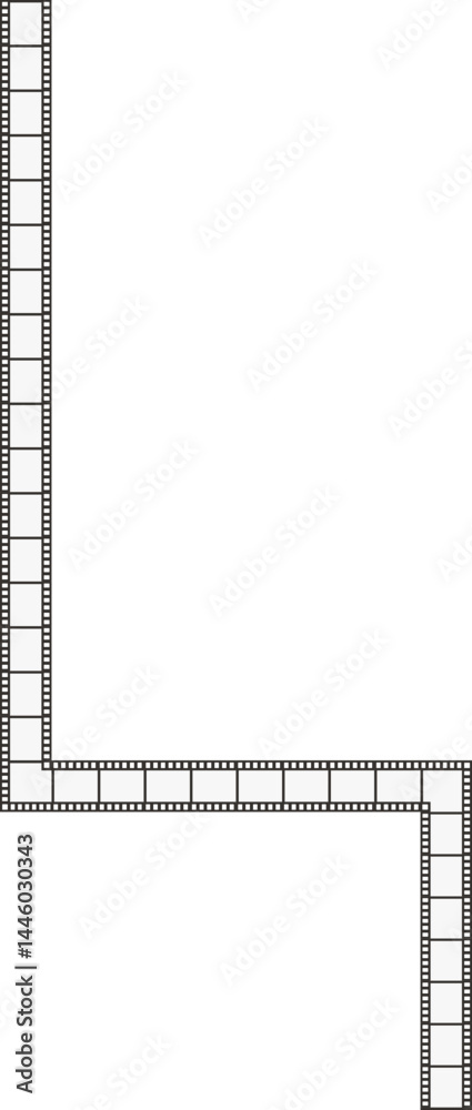 Fototapeta premium Film strip with two corners forming a stair step.