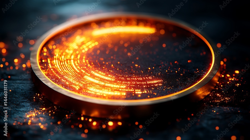 Glowing circular frame with embers Glowing circular frame with embers