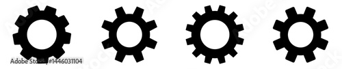 Gear set. Black gear wheel icons on white background - stock vector.