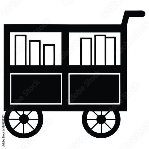 librarian element isolated library cart on white background