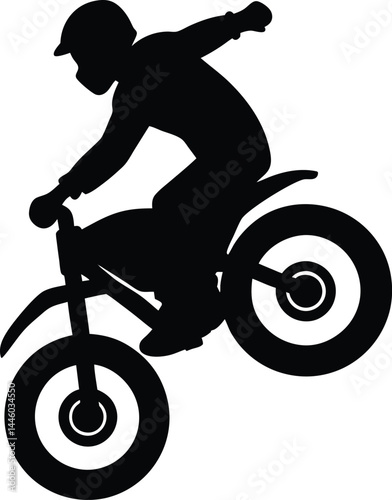 silhouette of a biker doing wheelie on white 