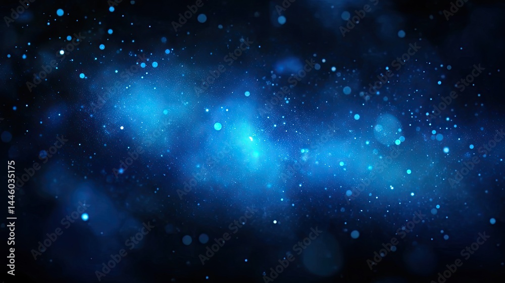 Obraz premium Abstract Sparkle Blue Light Texture Background with Bokeh Floating Glitters