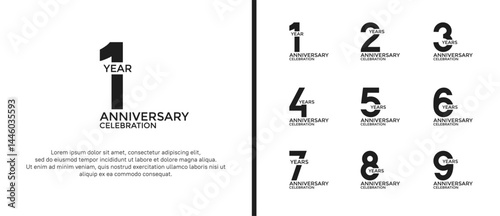 set of anniversary logo flat black color on white background for celebration moment