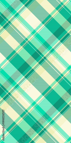 Vibrant teal and cream diagonal plaid pattern.  Perfect for textile designs, website backgrounds, or any project needing a fresh, modern, and subtly textured look.