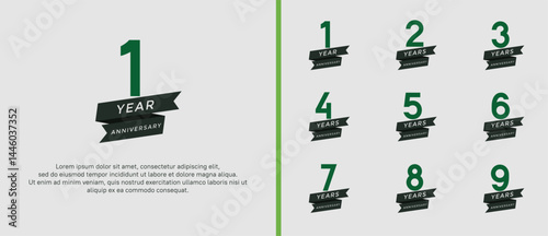 set of anniversary logo flat green color on white background for celebration moment
