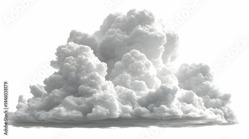 Large Fluffy White Cumulus Clouds Isolated on White Background