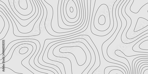 black and white vector illustration of a topographic contour map with irregular, organic line patterns. Use only black lines on a white background. The style should replicate a technical topographic m