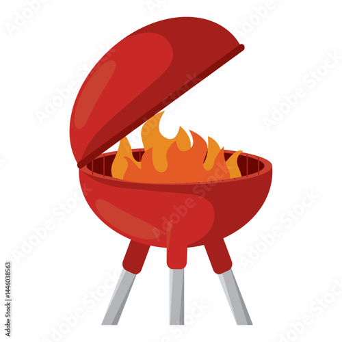 Grill with open fire. Vector
