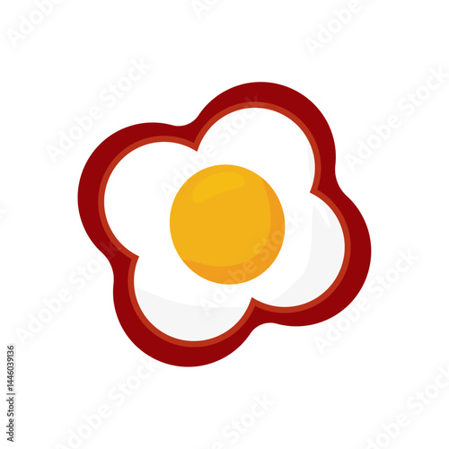 Fried egg top view. Vector