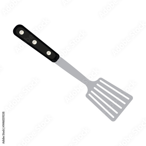 Steel kitchen spatula. Vector