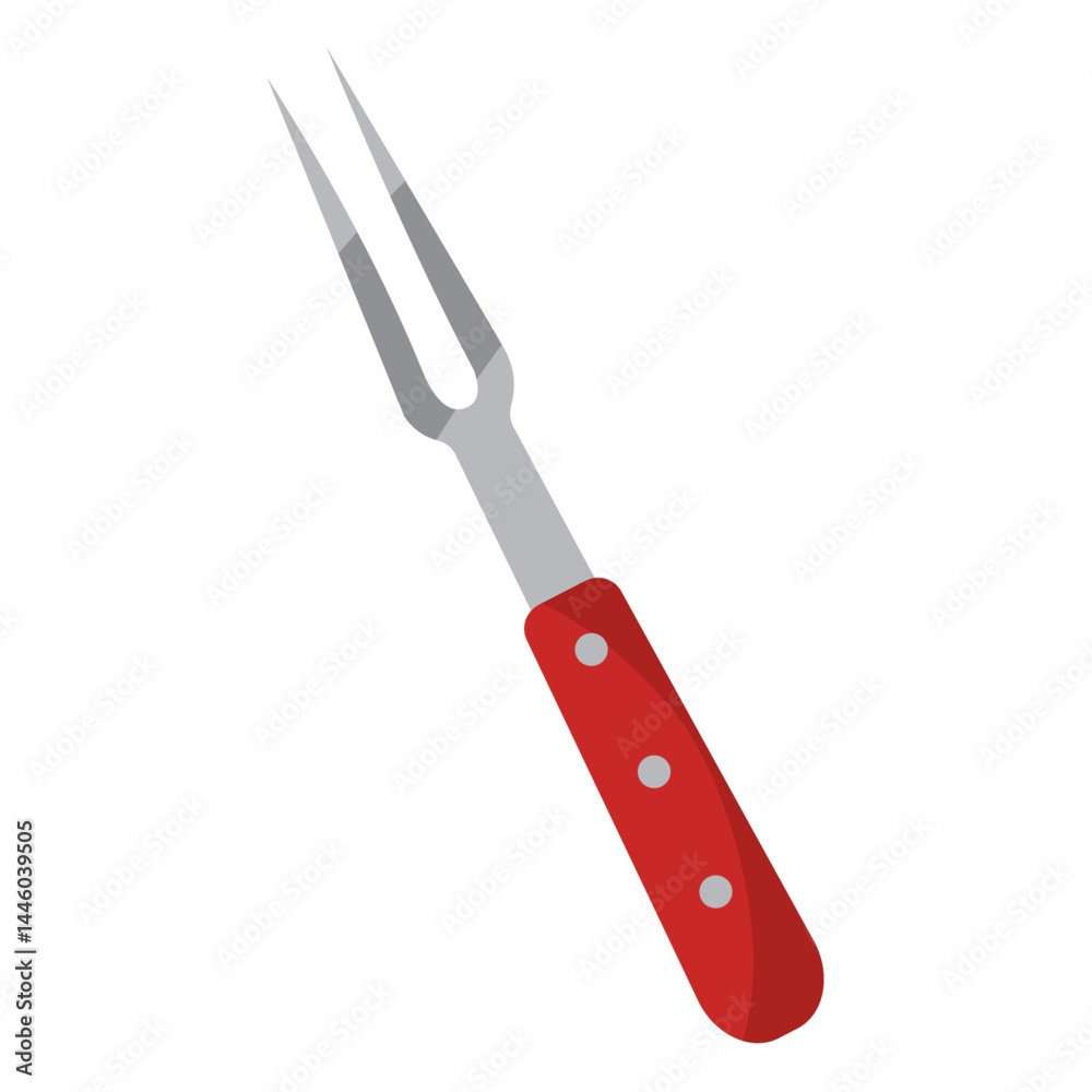 Red handled meat fork. Vector Red handled meat fork. Vector