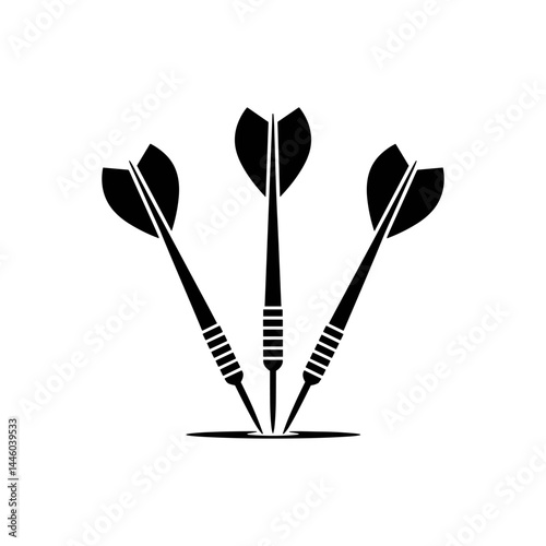 Targeting Precision:  A minimalist silhouette of three precisely aimed darts symbolizes accuracy, competition, and the pursuit of achievement.