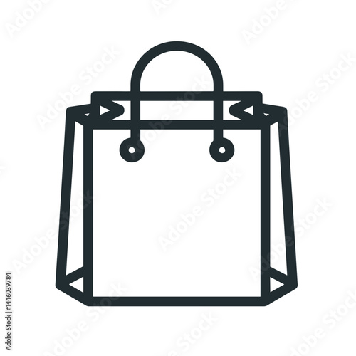 Simple outline shopping bag icon on a transparent background