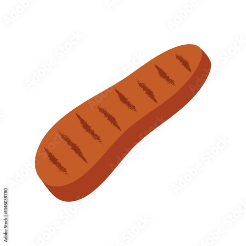 Long grilled sausage. Vector