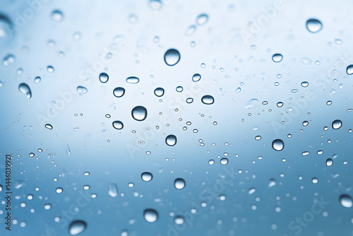 Rain or water on glass - Seamless Pattern, Highlighting water drops on glass light blue background high resolution professional photograph