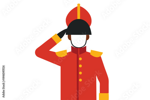 Illustration of a Royal Guard Saluting in a Simple Flat Vector Design