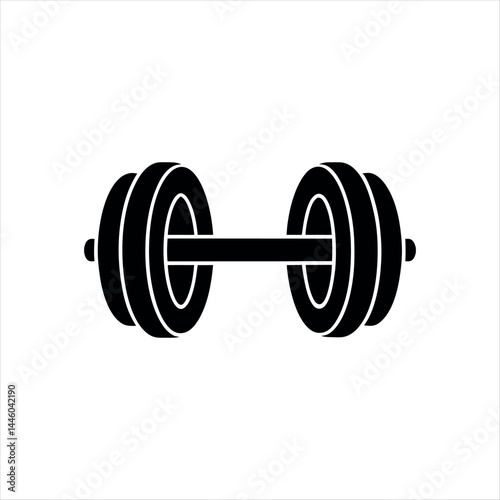 barbell icon sports elements silhouette dumbbell isolated on white background