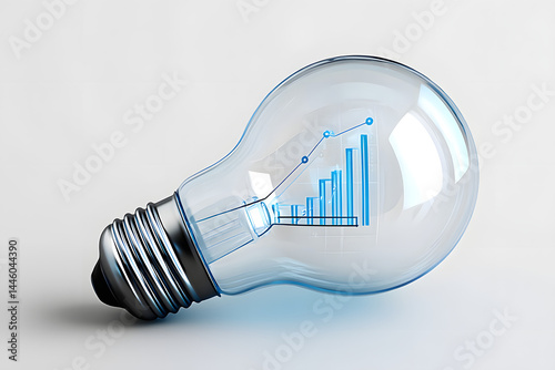 Bombilla con gráfica ascendente como concepto de innovación y crecimiento empresarial