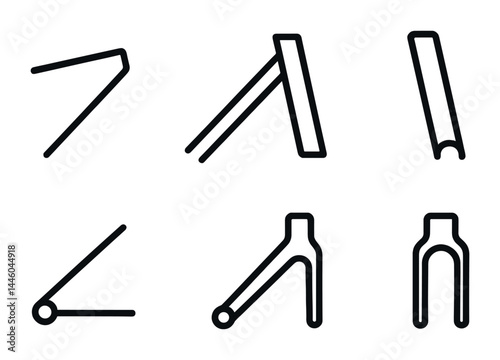 Bicycle fork design concepts featuring various styles and angles for engineering and manufacturing