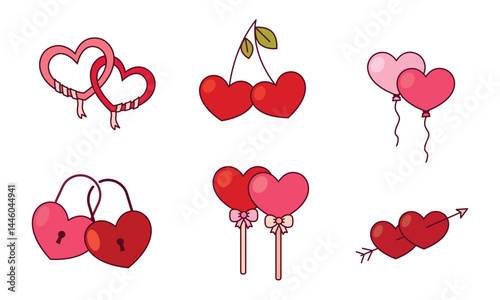 Colorful love heart icons. Vector