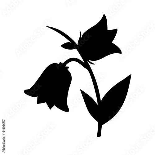 bellflower silhouette transparent background for web and graphic design