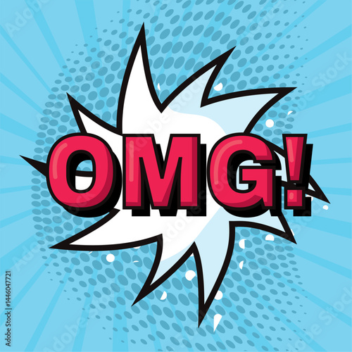Comic explosion saying OMG. Vector