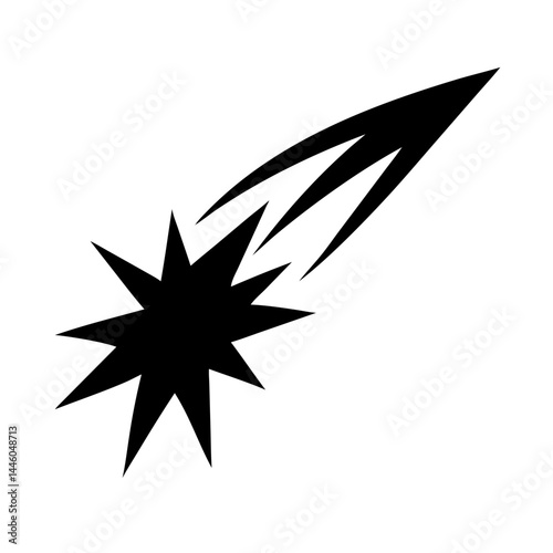 comet or shooting star silhouette transparent background for web and graphic design